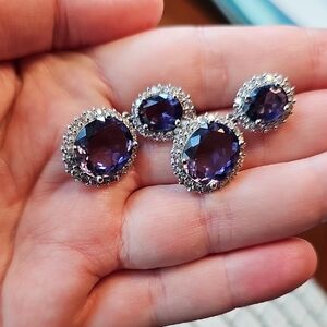 Faux Amethyst Drop Earrings